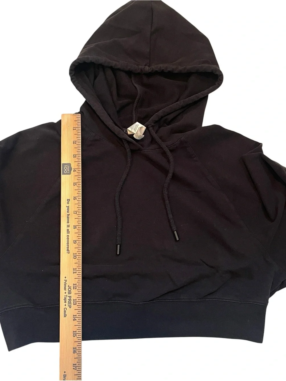 Alo Yoga Cropped Double Take Hoodie Pullover Small Black French Terry Relaxed